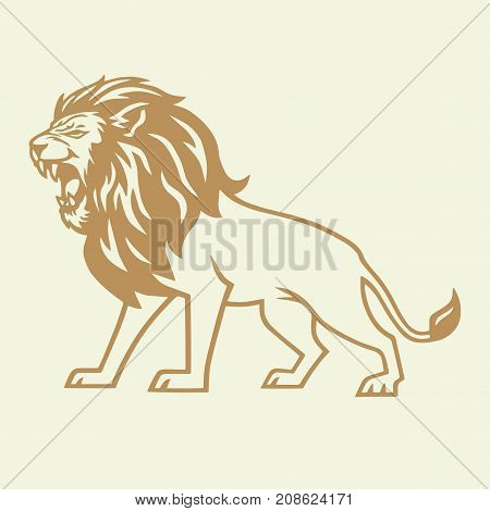 Gold Lion Vector Logo Design Template Illustration