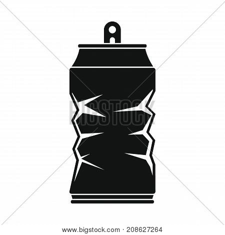 Crumpled tin can icon. Silhouette illustration of Crumpled tin can vector icon for web isolated on white background