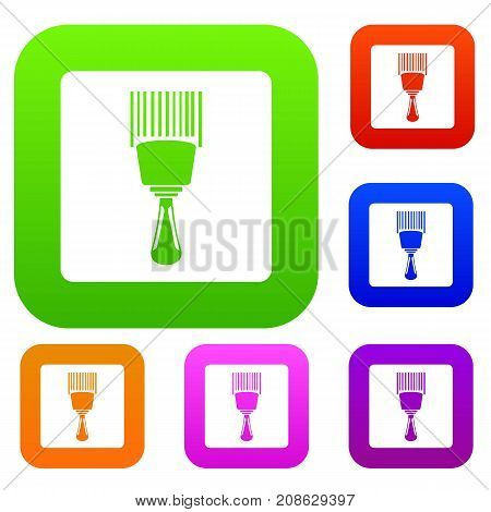 Bar code scanner set icon color in flat style isolated on white. Collection sings vector illustration