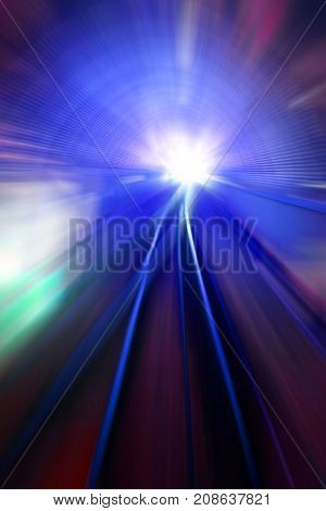 Speed motion lights at night. Abstract futuristic background