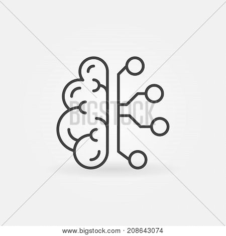 Cyberbrain line icon. Vector artificial intelligence brain concept outline sign