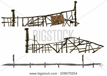 painted old dilapidated fences made of sticks