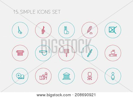 Set Of 15 Editable Science Outline Icons. Includes Symbols Such As Jumping, Whistle, Fetlock And More