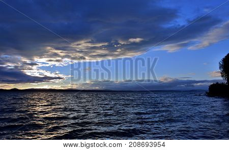 Evening Lake In Cloudy Weather