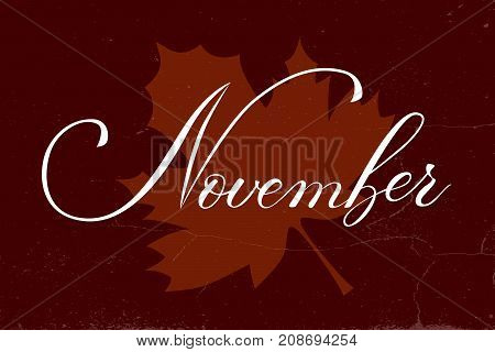 Vector lifestyle lettering hello November. Brush ink typography for photo overlays t-shirt print poster design logo banner.