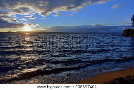 Evening Lake In Cloudy Weather