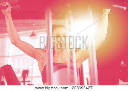 Sexy Athletic Young Girl Training Back In Gym