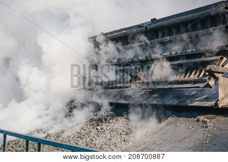 Production Of Coke. Coke Is Extinguished Water. Steel Works. Nlmk. Altai Coke.