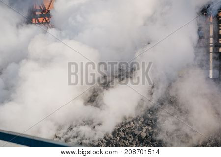Production Of Coke. Coke Is Extinguished Water. Steel Works. Nlmk. Altai Coke.
