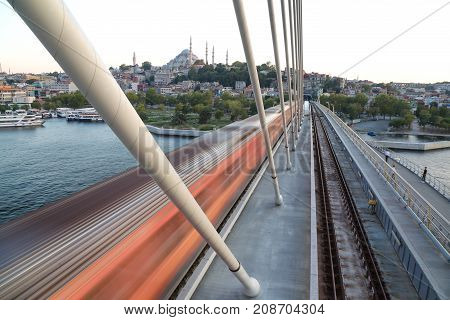 Golden Horn Metro Bridge In Istanbul, Turkey