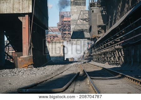 Coke Furnace. Production Of Coke. Steel Works. The Heated Coal. Nlmk. Altai Coke