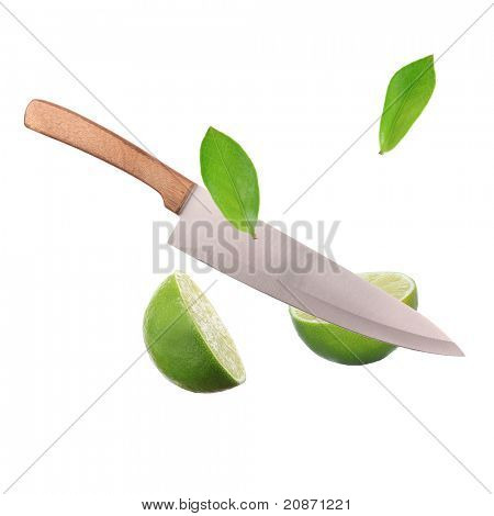 Limette, in Scheiben geschnitten??mit einem Messer