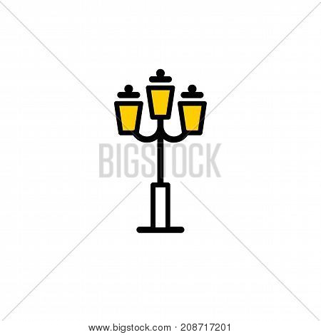 Outline streetlight icon. Isolated parks design element vector illustration on white background in lineart new moderm style