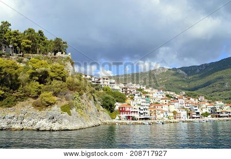 Paxos harbour Greece - October 01 2017 : Paxos a small island south of Corfu a Greek island in the Ionian sea