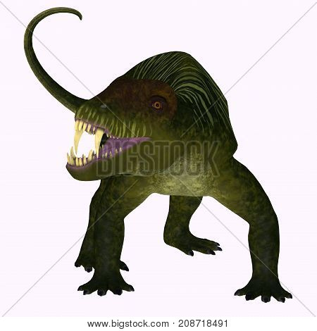 Doliosauriscus Dinosaur on White 3d illustration - Doliosauriscus is an extinct genus of therapsid carnivorous dinosaur that lived in Russia in the Permian Period.