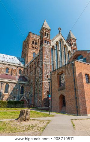 Cathedral And Abbey Church Of Saint Alban In St.albans England Uk