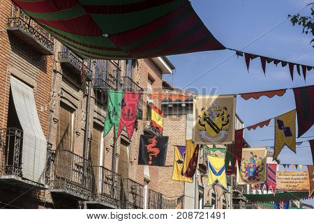 traditional medieval festival in the streets of Alcala de Henares, Madrid Spain