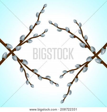 Vector background with willow tree branch for easter greeting card