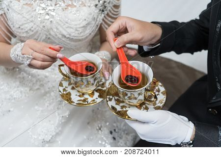 Wedding marriage ceremony drink tea with angco