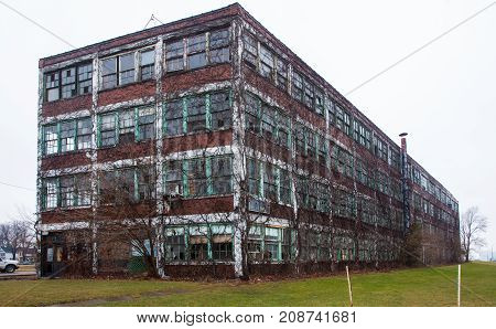 WINDSOR ON. CANADA JANUARY 17 - Walker Power Building Before Demolition and Remodling January 17 2017 in Windsor Ontario. The building has since been gutted. The skeleton and brick remains