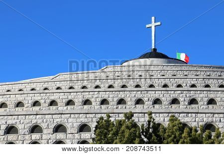 Vicenza, Vi, Italy - December 8, 2015: War Memorial Of First War World Called Ossario Del Monte Grap