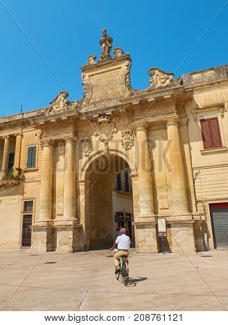 Porta San Biagio Gate Of Lecce. Puglia, Italy.