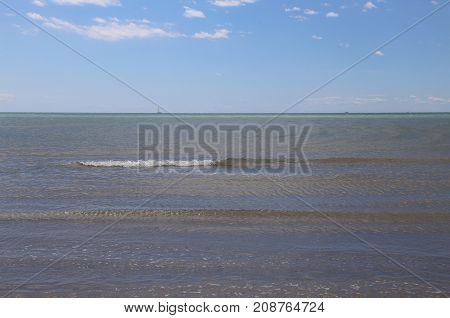 Background Of Calm Sea On A Bright Sunny Day. Very Quiet Relaxin
