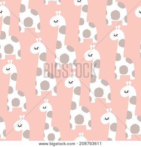Seamless pattern with cute baby giraffe. Childish texture in minimalistic style. Great for fabric textile Vector Illustration