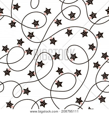 Seamless pattern with garland. Christmas lights vector background. Perfect for wrapping paper textile fabric