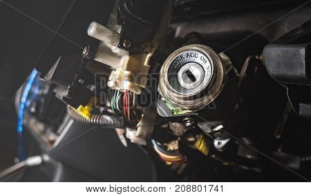 repair the old engine start key hole of a old car