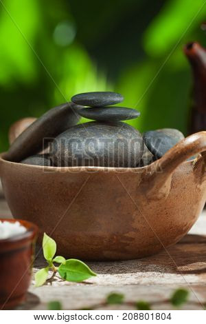 close up view of gray stones on color back