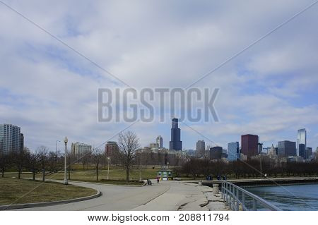Skyscapers And Skylin Of Chicago From Milennium Park