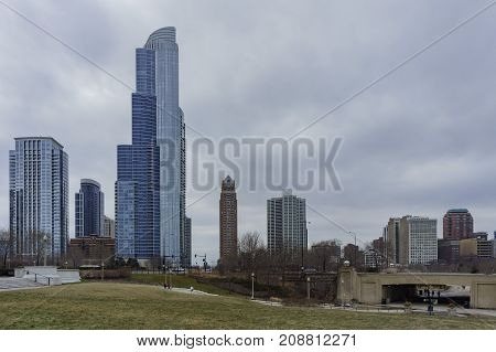 Skyscapers And Skylin Of Chicago From Milennium Park