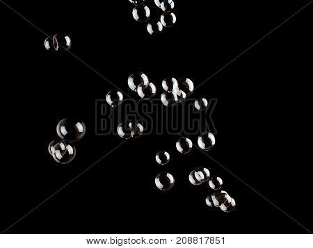 soup bubbles isolated on black background for overlays