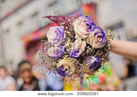 The bride's bouquet groom with the bride the bride is holding a bouquet