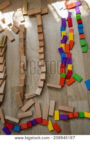 Coorful Domino Blocks On White Background