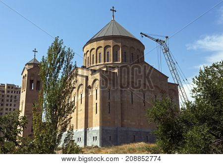 New armenian church in Yerevan, Transcaucasia, Armenia.