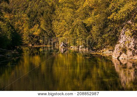 Enchanted view of Nera river gorge in Umbria near Narni