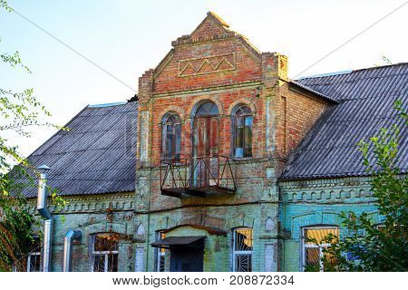 Zaporizhzhia/Ukraine - September 3, 2017: view of old historical house of doctor Theodore Gotman, built in 1912 by Mennonite settlers in Hospital Town