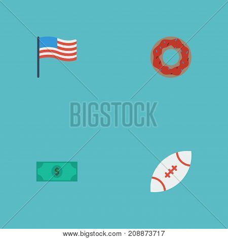 Flat Icons Greenback, Football, America And Other Vector Elements