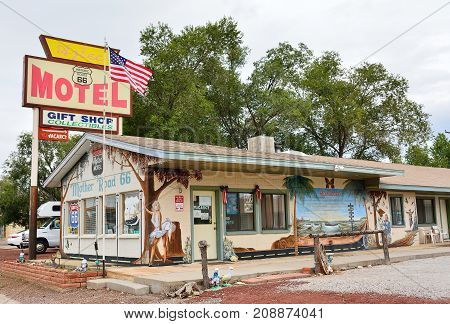 Sign Of Aztec Motel In Seligman.