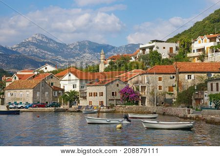 Mediterranean village of Lepetane. Bay of Kotor, Montenegro