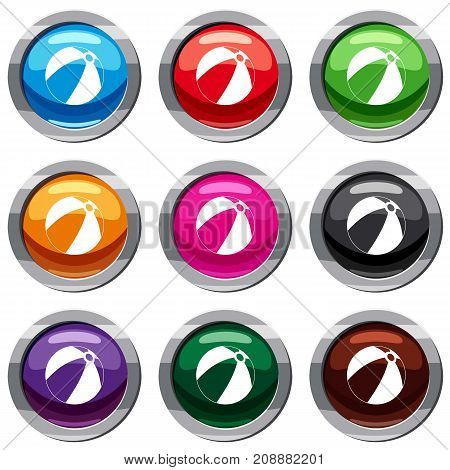 Ball for children to play set icon isolated on white. 9 icon collection vector illustration