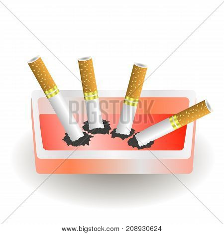 ashtray and cigarettes isolated on white background