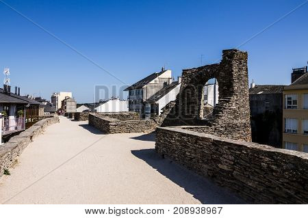 Roman wall in the spanish city of Lugo.