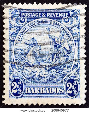 BARBADOS - CIRCA 1925: A stamp printed in Barbados shows Colonial Seal, circa 1925.