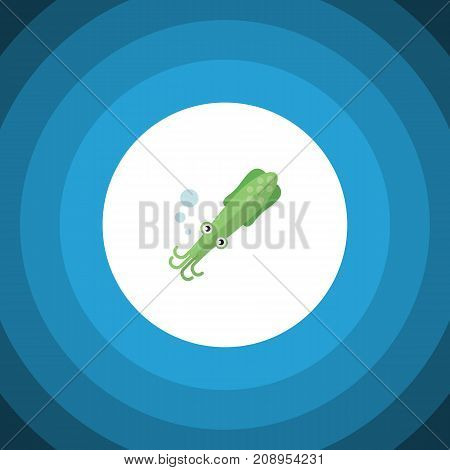 Octopus Vector Element Can Be Used For Squid, Octopus, Tentacle Design Concept.  Isolated Squid Flat Icon.