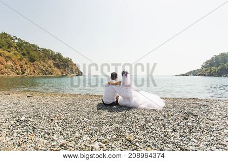 Romantic dating. Young loving couple embracing on nature.