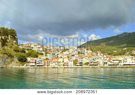 Paxos harbour Greece - October 01 2017 : Paxos a small island south of Corfu a Greek island in the Ionian sea