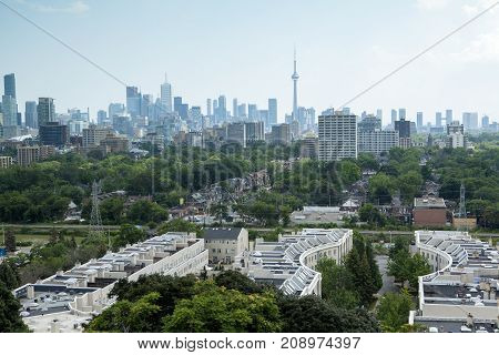 Looking down on George Brown College and the Annex neighbourhood